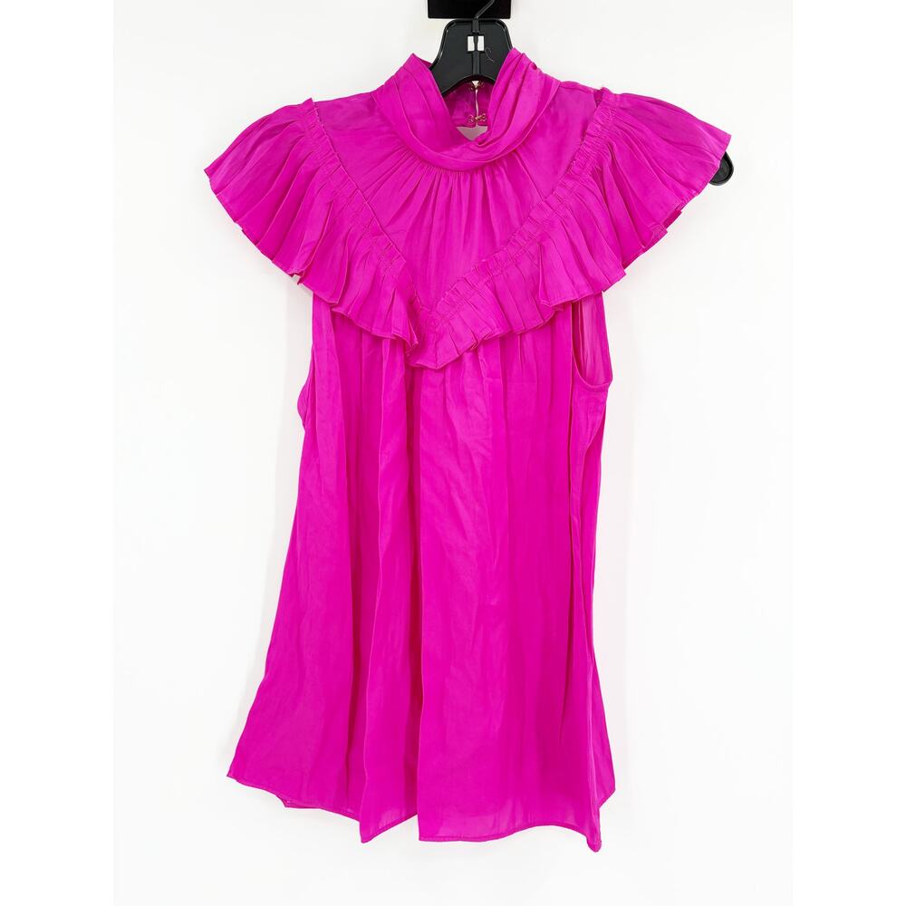 RAMY BROOK Top NEW Size XS Journee Fuchsia Pink Blouse Ruffle $295 - Picture 4 of 5